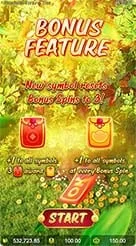 Prosperity Fortune Tree · Pengaturan nilai taruhan pada bilah kontrol bawah.